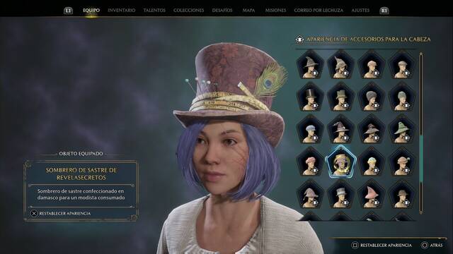 Hogwarts Legacy - Accesorios para la cabeza (Piezas de equipo) - Sombrero de sastre de revelasecretos