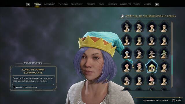 Hogwarts Legacy - Accesorios para la cabeza (Piezas de equipo) - Sombrero de dormir extravagante