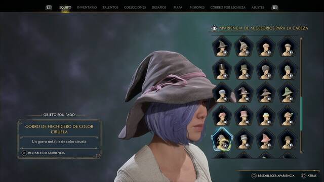Hogwarts Legacy - Accesorios para la cabeza (Piezas de equipo) - Gorro de hechicero de color ciruela