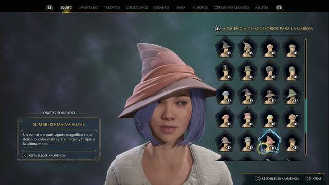 Hogwarts Legacy - Accesorios para la cabeza (Piezas de equipo) - Sombrero de malva suave