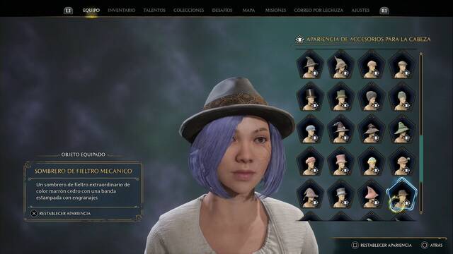 Hogwarts Legacy - Accesorios para la cabeza (Piezas de equipo) - Sombrero de fieltro mecanico