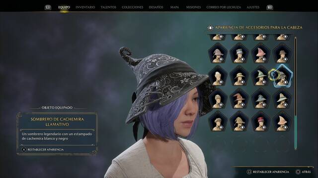 Hogwarts Legacy - Accesorios para la cabeza (Piezas de equipo) - Sombrero de cachemira llamativo