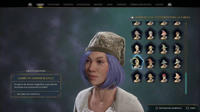 Hogwarts Legacy - Accesorios para la cabeza (Piezas de equipo) - Gorro de dormir rustico