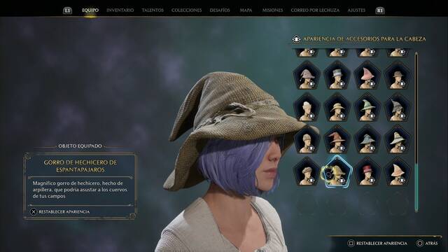 Hogwarts Legacy - Accesorios para la cabeza (Piezas de equipo) - Gorro de hechicero de espantapajaros