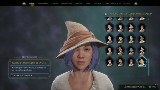 Hogwarts Legacy - Accesorios para la cabeza (Piezas de equipo) - Gorro de hechicero de encaje