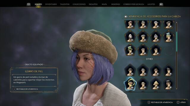 Hogwarts Legacy - Accesorios para la cabeza (Piezas de equipo) - Gorro de piel