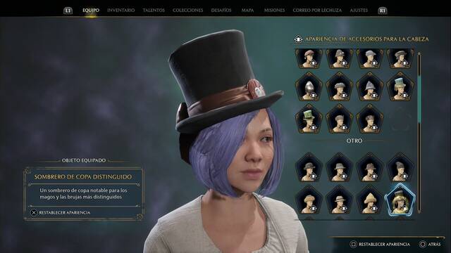 Hogwarts Legacy - Accesorios para la cabeza (Piezas de equipo) - Sombero de copa distinguido