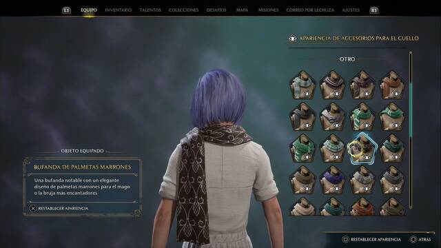 Hogwarts Legacy - Accesorios para el cuello (Piezas de equipo) - Bufanda de palmetas marrones