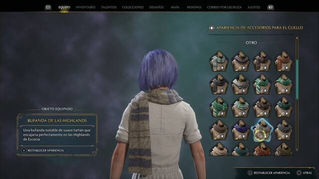 Hogwarts Legacy - Accesorios para el cuello (Piezas de equipo) - Bufanda de Las Highlands