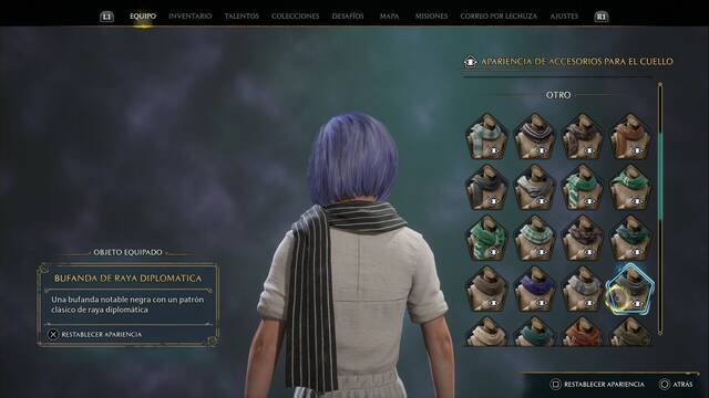 Hogwarts Legacy - Accesorios para el cuello (Piezas de equipo) - Bufanda de raya diplomatica