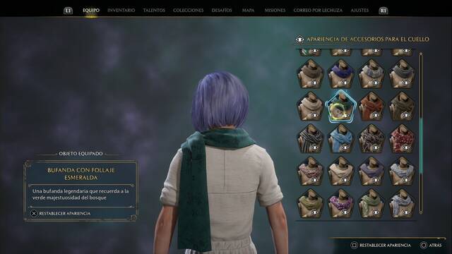 Hogwarts Legacy - Accesorios para el cuello (Piezas de equipo) - Bfanda con follaje esmeralda