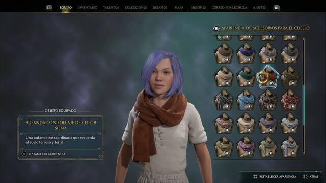 Hogwarts Legacy - Accesorios para el cuello (Piezas de equipo) - Bufanda co follaje de color siena