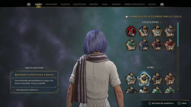 Hogwarts Legacy - Accesorios para el cuello (Piezas de equipo) - Bufanda napolitana a rayas