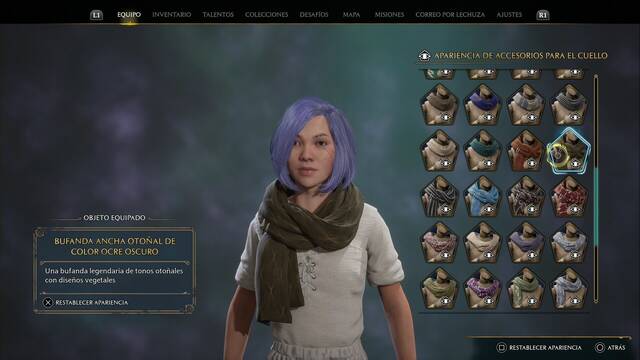 Hogwarts Legacy - Accesorios para el cuello (Piezas de equipo) - Bufanda ancha otoal de color acre oscuro