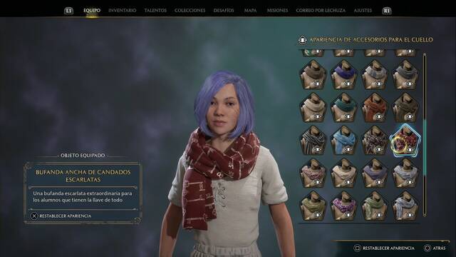 Hogwarts Legacy - Accesorios para el cuello (Piezas de equipo) - Bufanda ancha de candados escarlatas