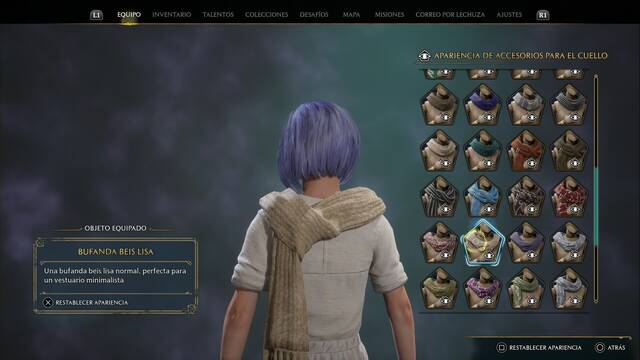 Hogwarts Legacy - Accesorios para el cuello (Piezas de equipo) - Bufanda beis lisa