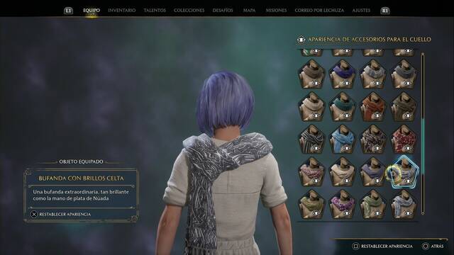 Hogwarts Legacy - Accesorios para el cuello (Piezas de equipo) - Bufanda con brillos celta