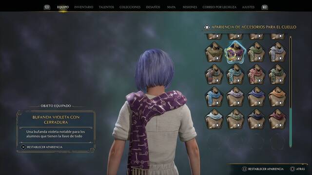 Hogwarts Legacy - Accesorios para el cuello (Piezas de equipo) - Bufanda violeta con cerradura
