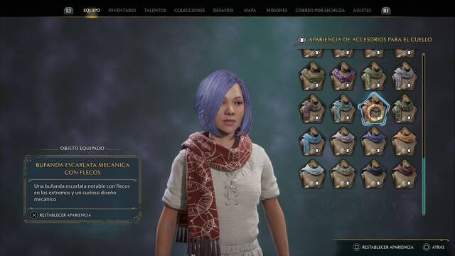 Hogwarts Legacy - Accesorios para el cuello (Piezas de equipo) - Bufanda escarlata mecanica con flecos