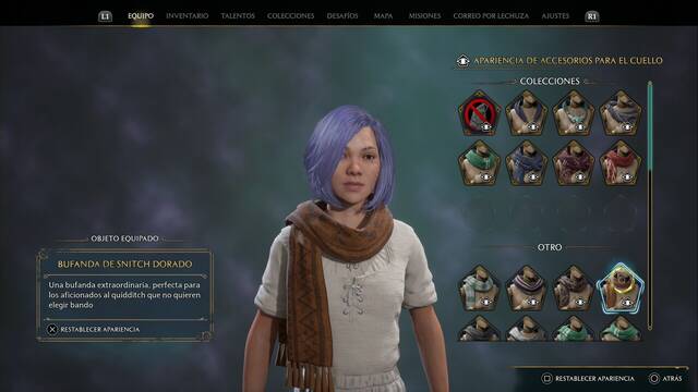 Hogwarts Legacy - Accesorios para el cuello (Piezas de equipo) - Bufanda de snitch dorado