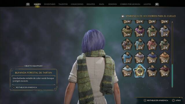 Hogwarts Legacy - Accesorios para el cuello (Piezas de equipo) - Bufanda foestal de tartan