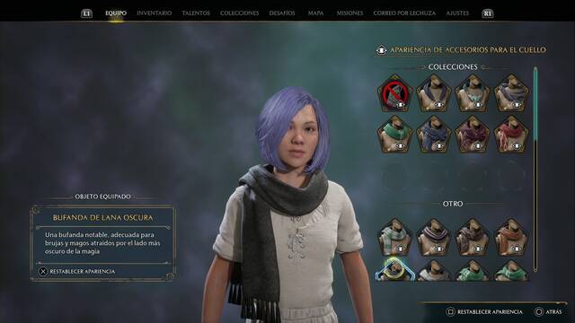 Hogwarts Legacy - Accesorios para el cuello (Piezas de equipo) - Bufanda de lana oscura