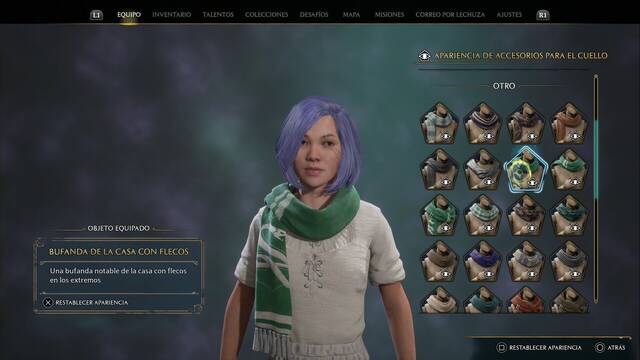 Hogwarts Legacy - Accesorios para el cuello (Piezas de equipo) - Bufanda de la casa con flecos