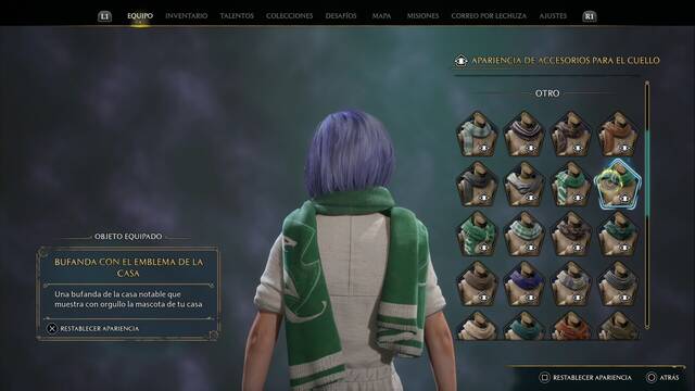 Hogwarts Legacy - Accesorios para el cuello (Piezas de equipo) - Bufanda con el emblema de la casa