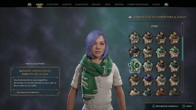 Hogwarts Legacy - Accesorios para el cuello (Piezas de equipo) - Bufanda ancha con el emblema de la casa