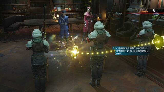 Final Fantasy VII Rebirth - Minijuego del desfile - Boton amarillo significa pulsa muchas veces