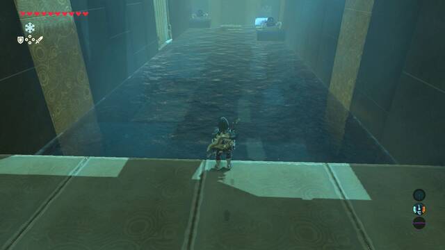 Zelda Breath of the Wild Santuario de Yamiva - Pasillo con agua