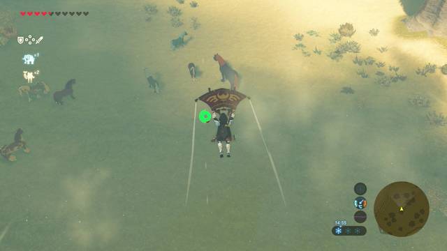 Zelda Breath of the Wild Captura al caballo gigante - Planear hasta el caballo