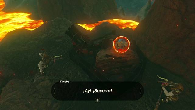 Zelda Breath of the Wild Calmar a la Bestia Divina - Yunobo en peligro