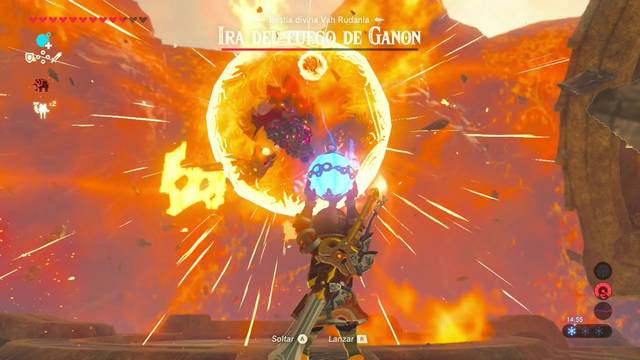 Zelda Breath of the Wild Ira del fuego de Ganon - Lanzar bomba al escudo