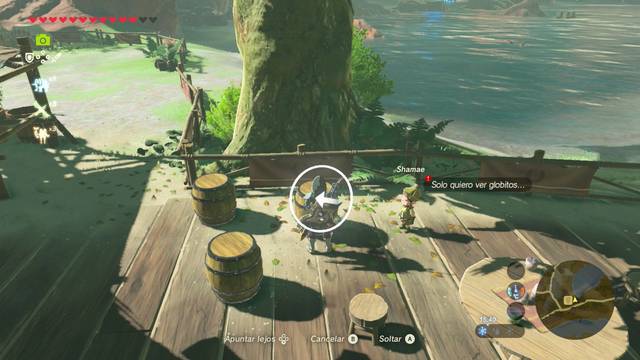 Zelda Breath of the Wild Vuela alto, globito - Soltar los globos en un barril