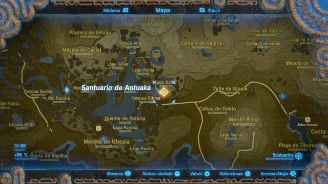 Zelda Breath of the Wild Santuario de Antuaka - Localizacin