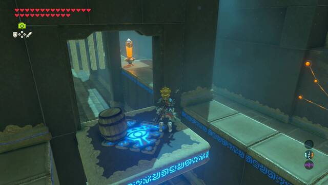 Zelda Breath of the Wild Santuario de Makai - Barril en la plataforma