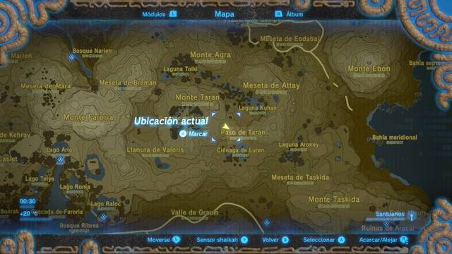 Zelda Breath of the Wild Santuario de Adjiva - Localización del paso de Taran