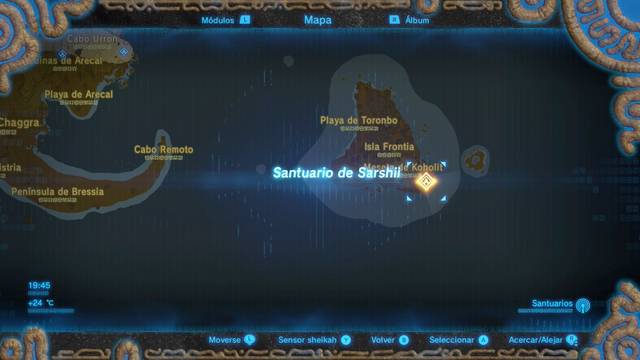 Zelda Breath of the Wild Santuario de Sarshii - Localización