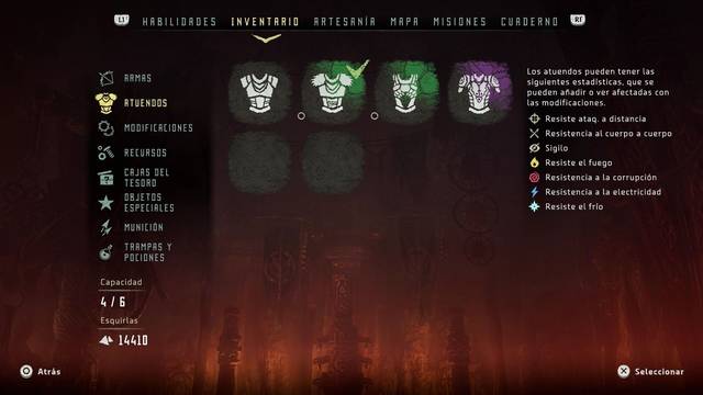 Horizon: Zero Dawn Armaduras - Estadsticas de las armaduras