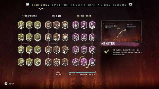 Horizon: Zero Dawn Armaduras - Habilidad manitas