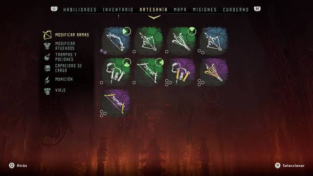 Horizon: Zero Dawn Artesanía - Menú de artesanía