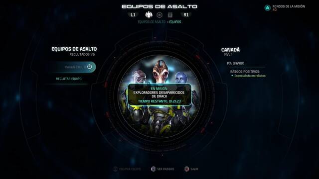 Mass Effect Andromeda Primer Golpe - Tiempo restante