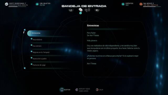 Mass Effect Andromeda El camino del héroe - Primer correo