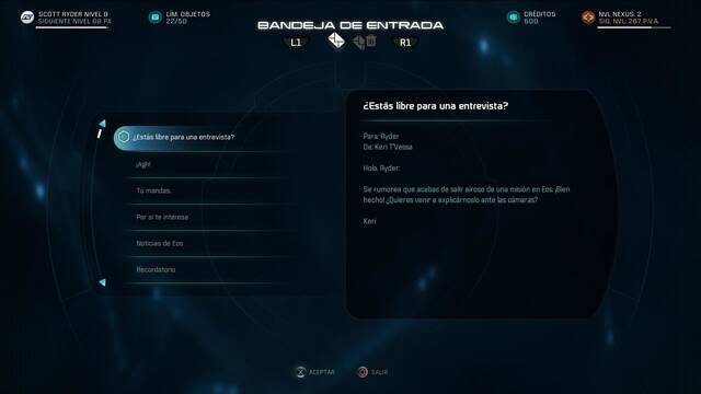Mass Effect Andromeda El camino del héroe - Segundo correo