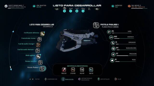 Mass Effect Andromeda Despliegue de estacin de investigacin - Crear un arma cualquiera