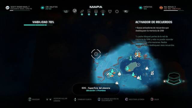 Mass Effect Andromeda Secretos de la familia Ryder - Localización de los recuerdos en el mapa
