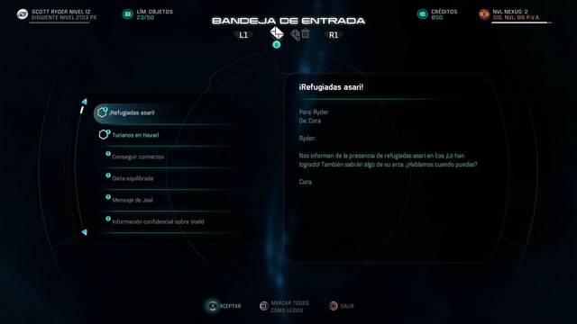 Mass Effect Andromeda Cora Harper: Arca Asari - Correo