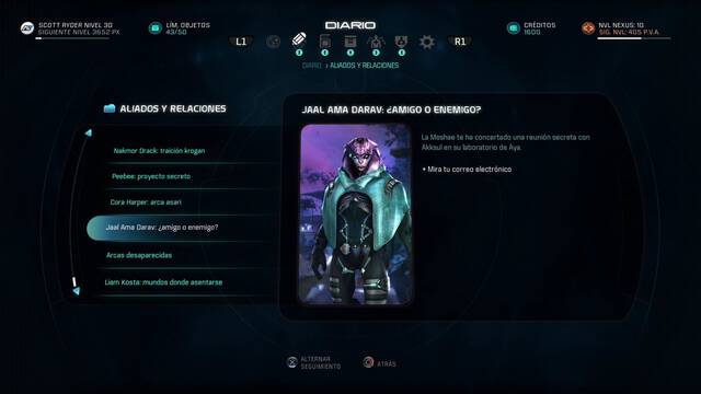 Mass Effect Andromeda Jaal Ama Darav; ¿amigo o enemigo? - Aviso de correo