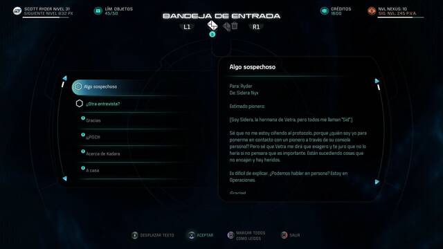 Mass Effect Andromeda La vida en la frontera - Correo